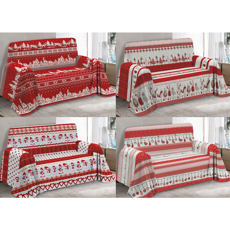 foto del prodotto biancheriaweb telo arredo granfoulard copritutto cotone copriletto multiuso disegni invernali ob, misura2 piazzecoloredream rosso