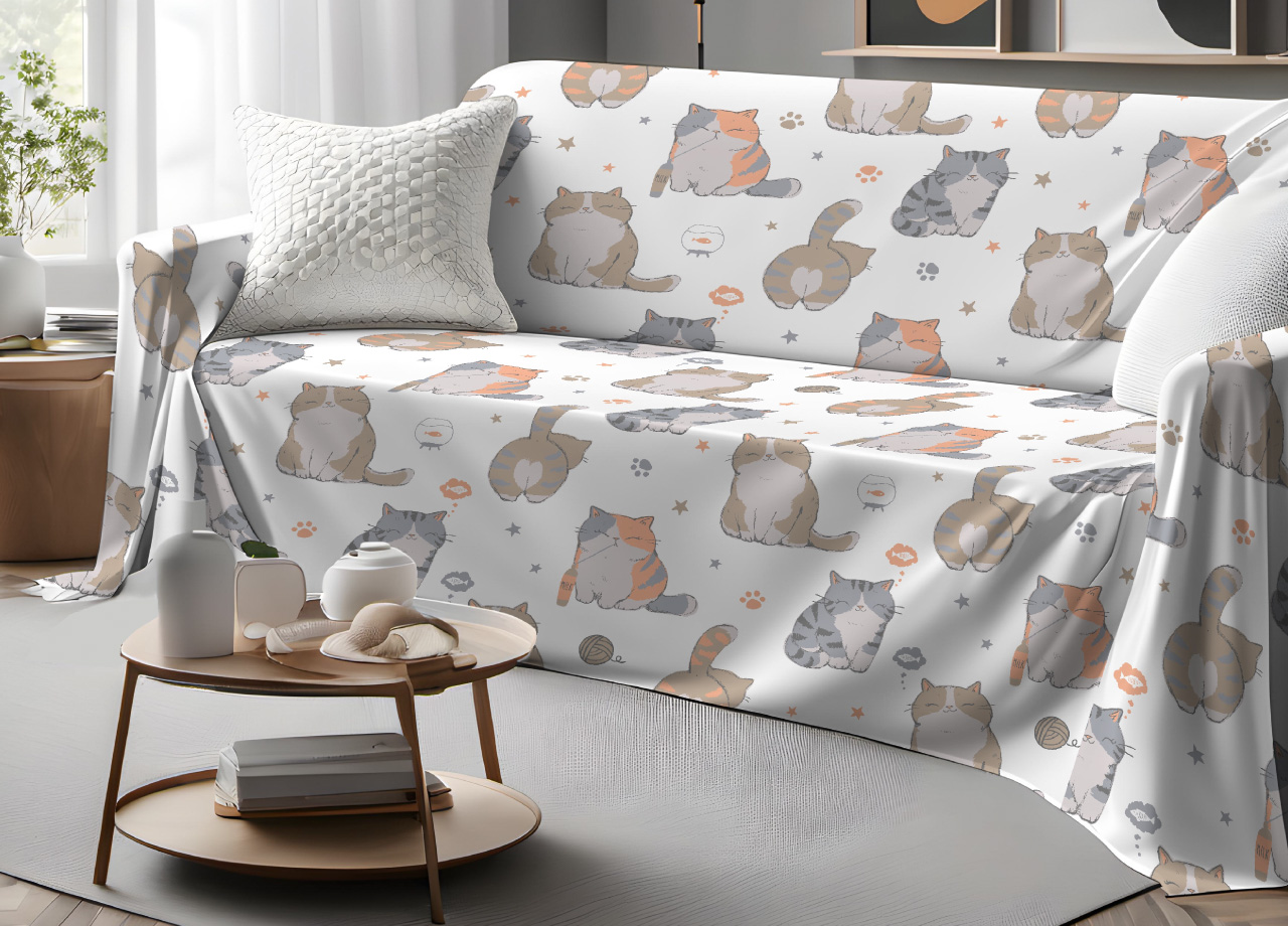 foto del prodotto biancheriaweb telo arredo granfoulard copritutto salvadivano 100 cotone dis. gatti 25 gi, misurasingolocoloregatti 25