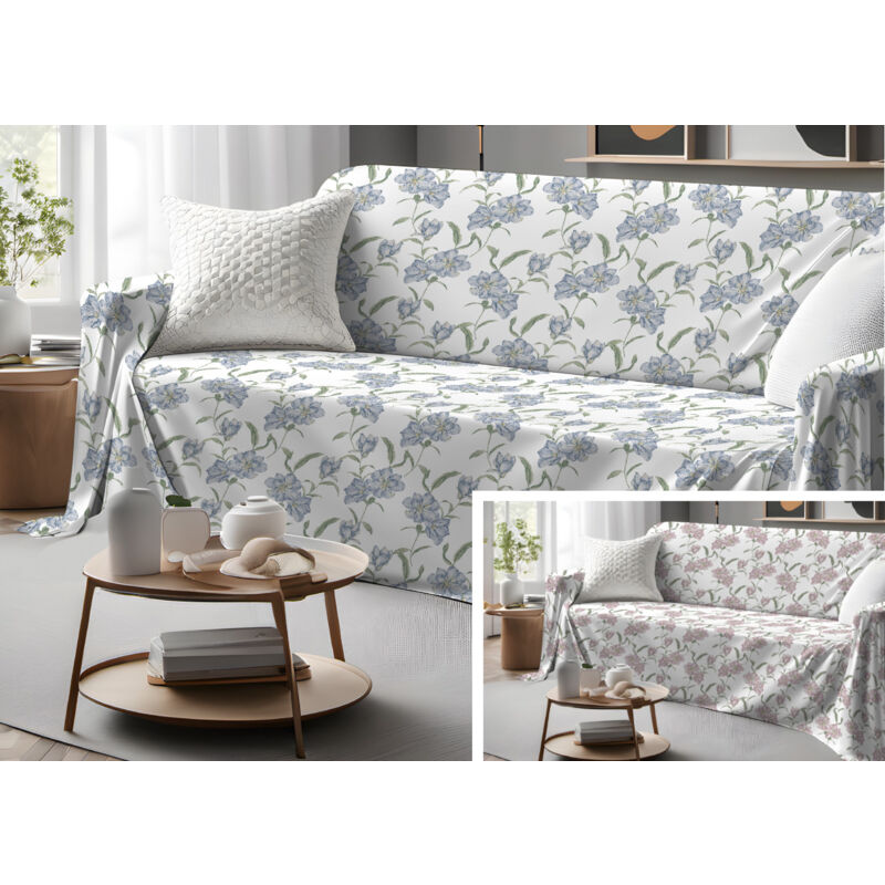 foto del prodotto biancheriaweb telo arredo granfoulard copritutto salvadivano 100 cotone dis. magnolia, misurasingolocoloreazzurro