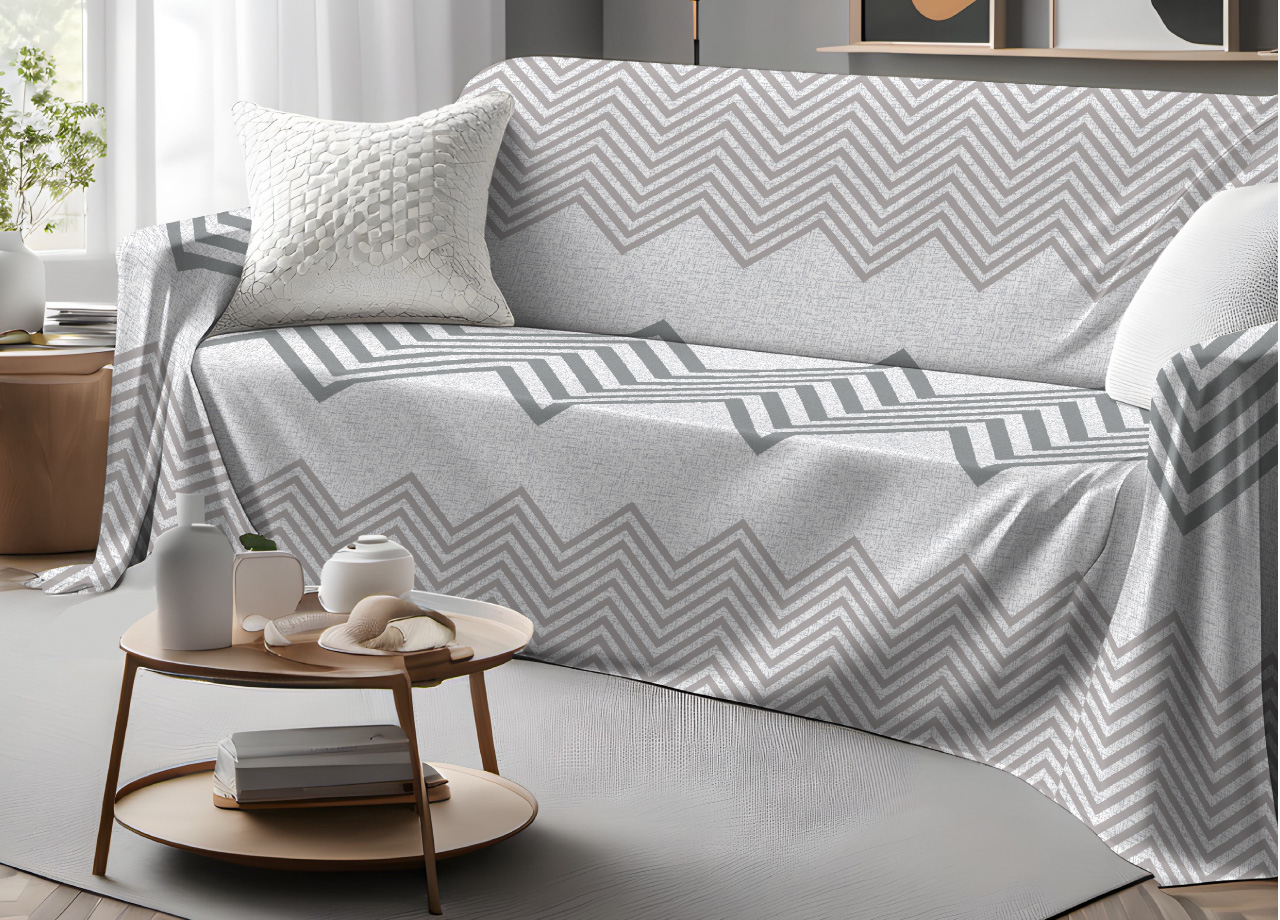 foto del prodotto biancheriaweb telo arredo granfoulard copritutto salvadivano 100 cotone dis. zig zag, misuramatrimonialecolorebeige