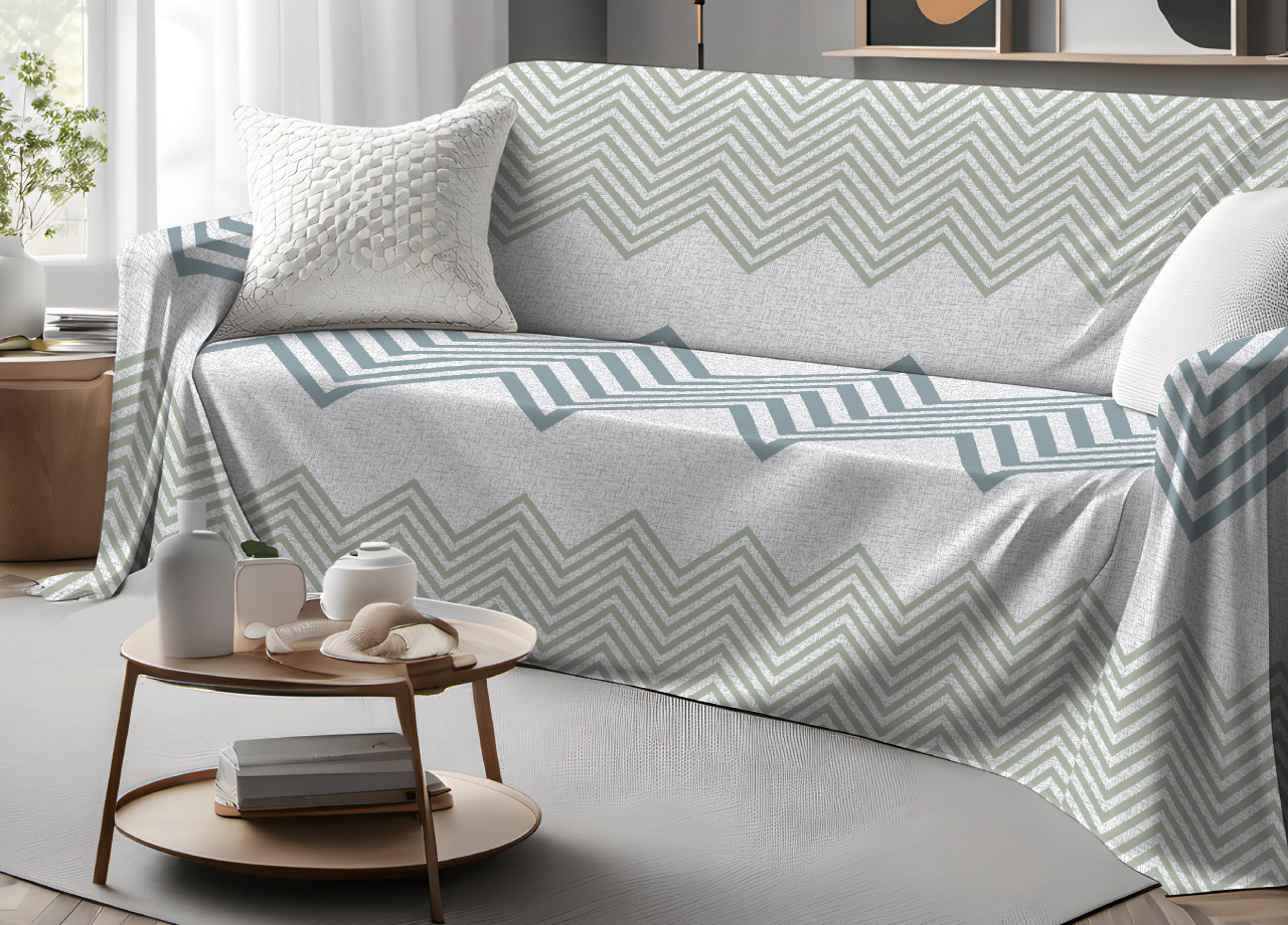 foto del prodotto biancheriaweb telo arredo granfoulard copritutto salvadivano 100 cotone dis. zig zag, misuramatrimonialecoloreverde