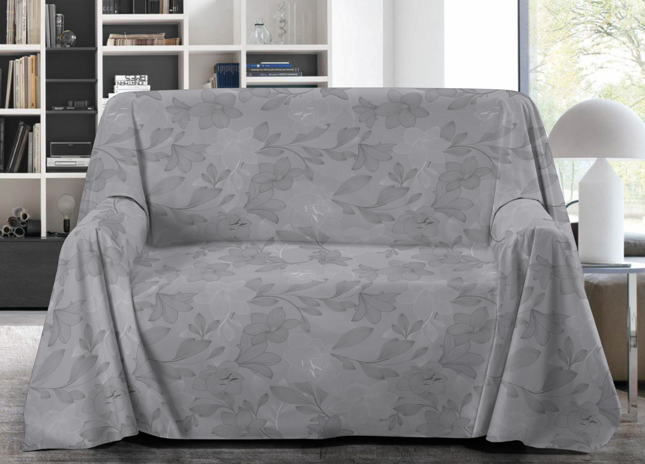 foto del prodotto biancheriaweb telo arredo granfoulard copritutto salvadivano 100 cotone disegno lily, misurasingolocoloregrigio