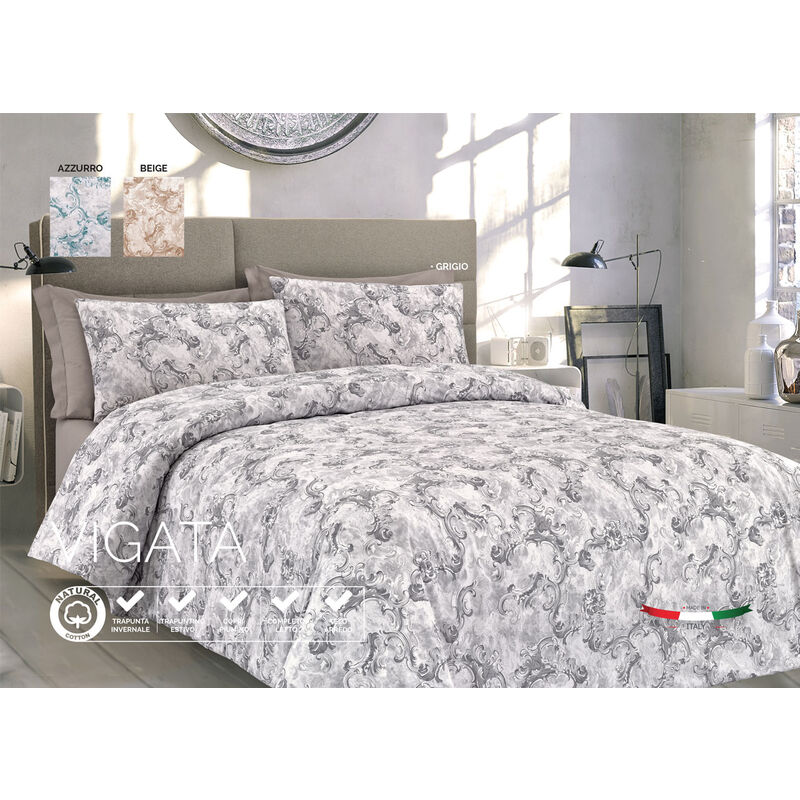 foto del prodotto biancheriaweb telo arredo multiiuso copritutto in 100 cotone disegno vigata, misurasingolocoloregrigio