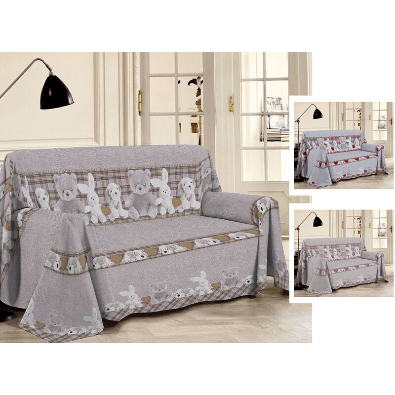 foto del prodotto biancheriaweb telo arredo multiuso linea pensieri delicati in 100 cotone disegno peluches, misurasingolocolorerosso