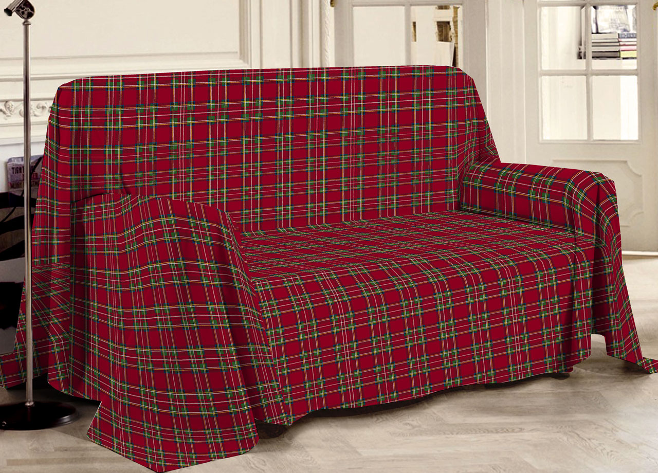 foto del prodotto biancheriaweb telo arredo multiuso linea pensieri delicati in 100 cotone disegno tartan, misuramatrimonialecolorerosso