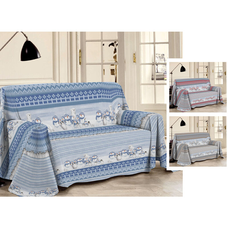 foto del prodotto biancheriaweb telo arredo multiuso linea pensieri delicati in cotone disegno inverno polare, misurasingolocolorerosso
