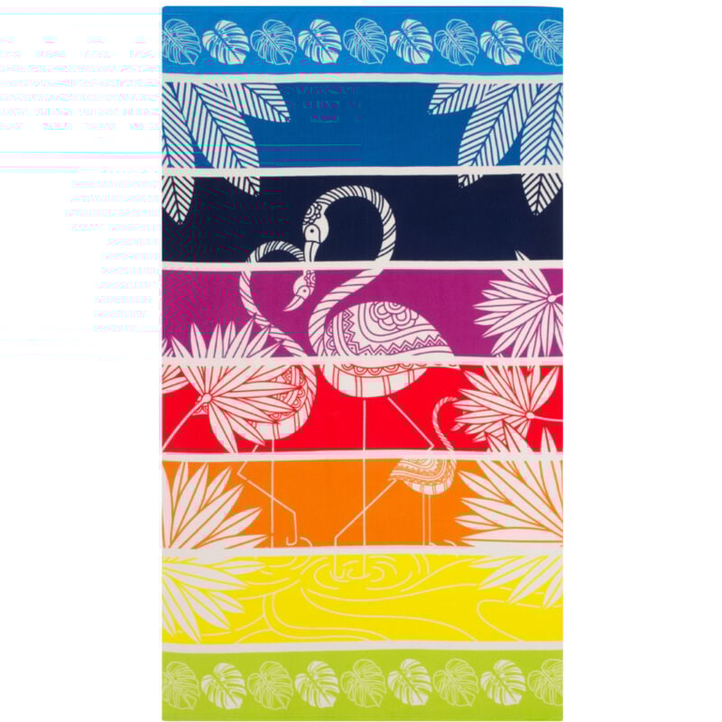 foto del prodotto biancheriaweb telo mare grande 100x180 spugna spiaggia piscina maui flamenco multicolor d13