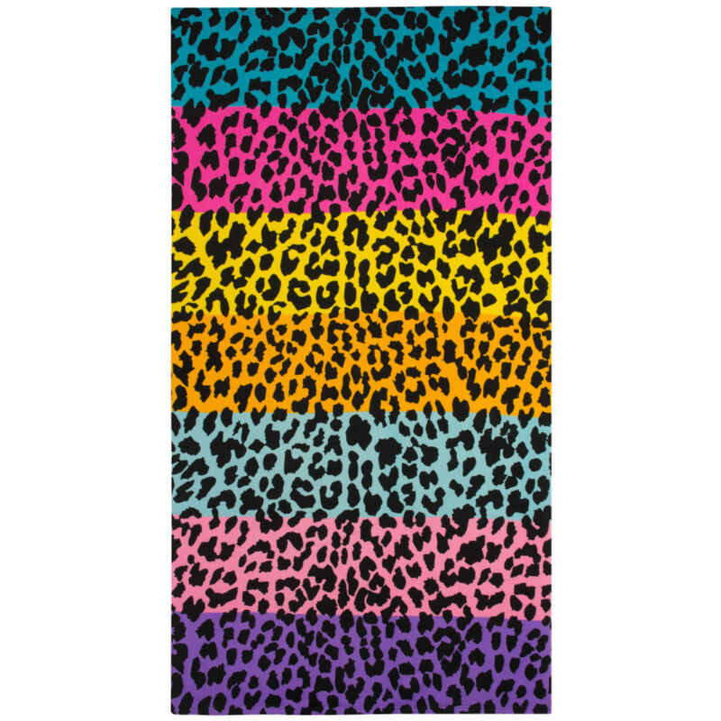foto del prodotto biancheriaweb telo mare grande 100x180 spugna spiaggia piscina maui leopard multicolor d8