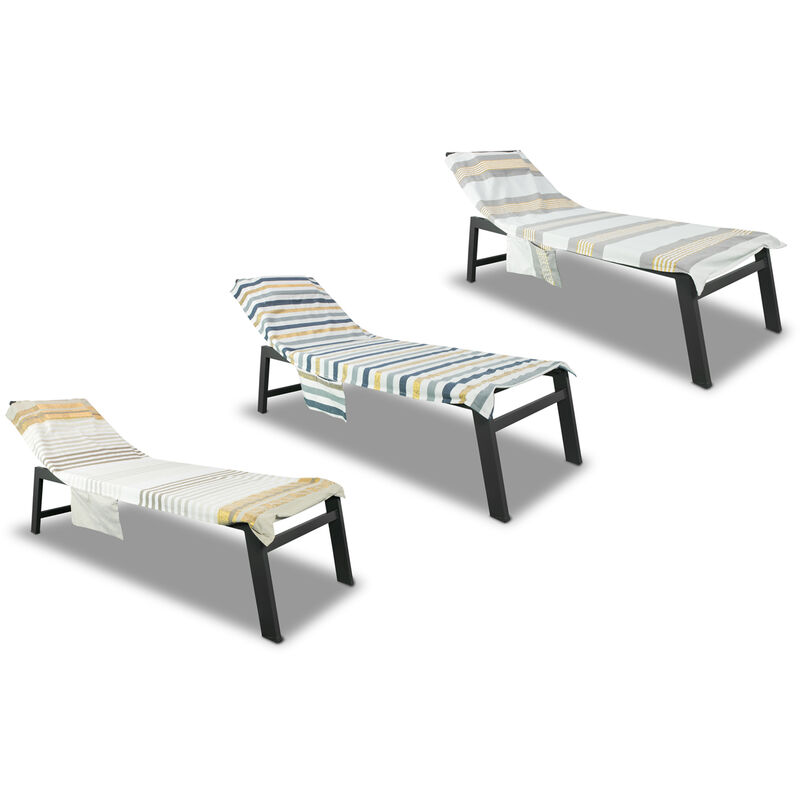 foto del prodotto biancheriaweb telo mare lettino spiaggia piscina con cuscino e tasche modello gold, misuratelo marecoloregrigio gold