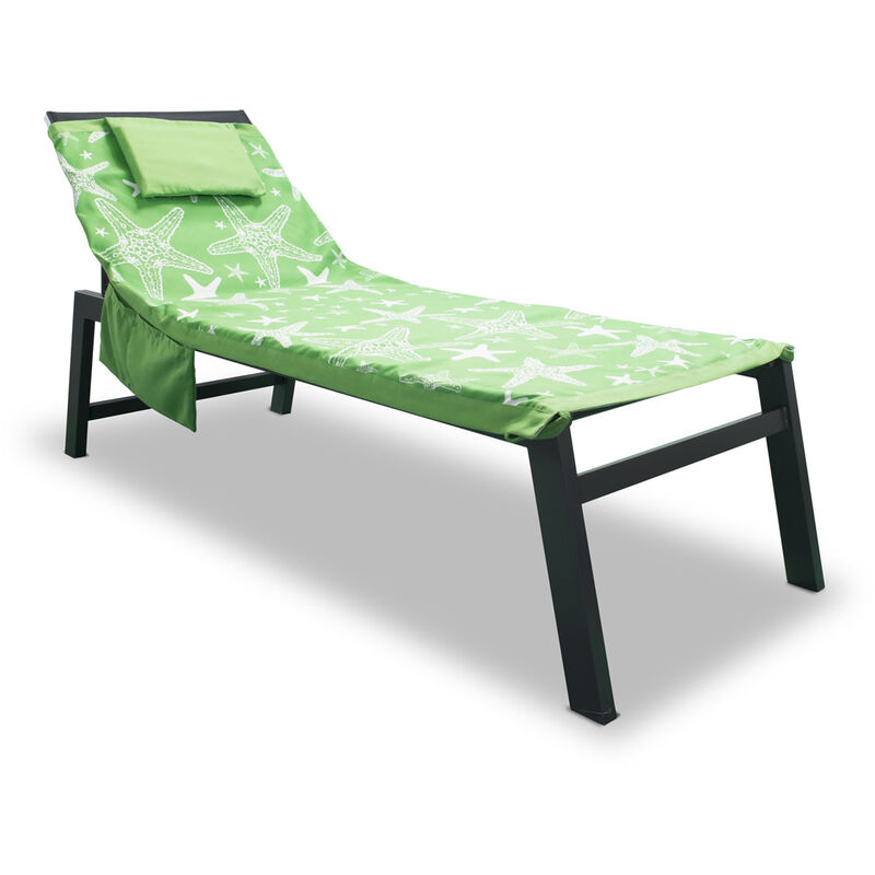 foto del prodotto biancheriaweb telo mare microfibra da lettino con cuscino e tasche modello miami verde