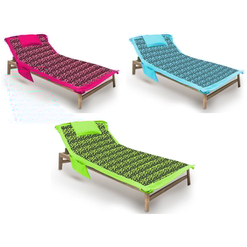 foto del prodotto biancheriaweb telo mare microfibra lettino con cuscino e tasche modello fashion summer, misuralettinocolorefucsia