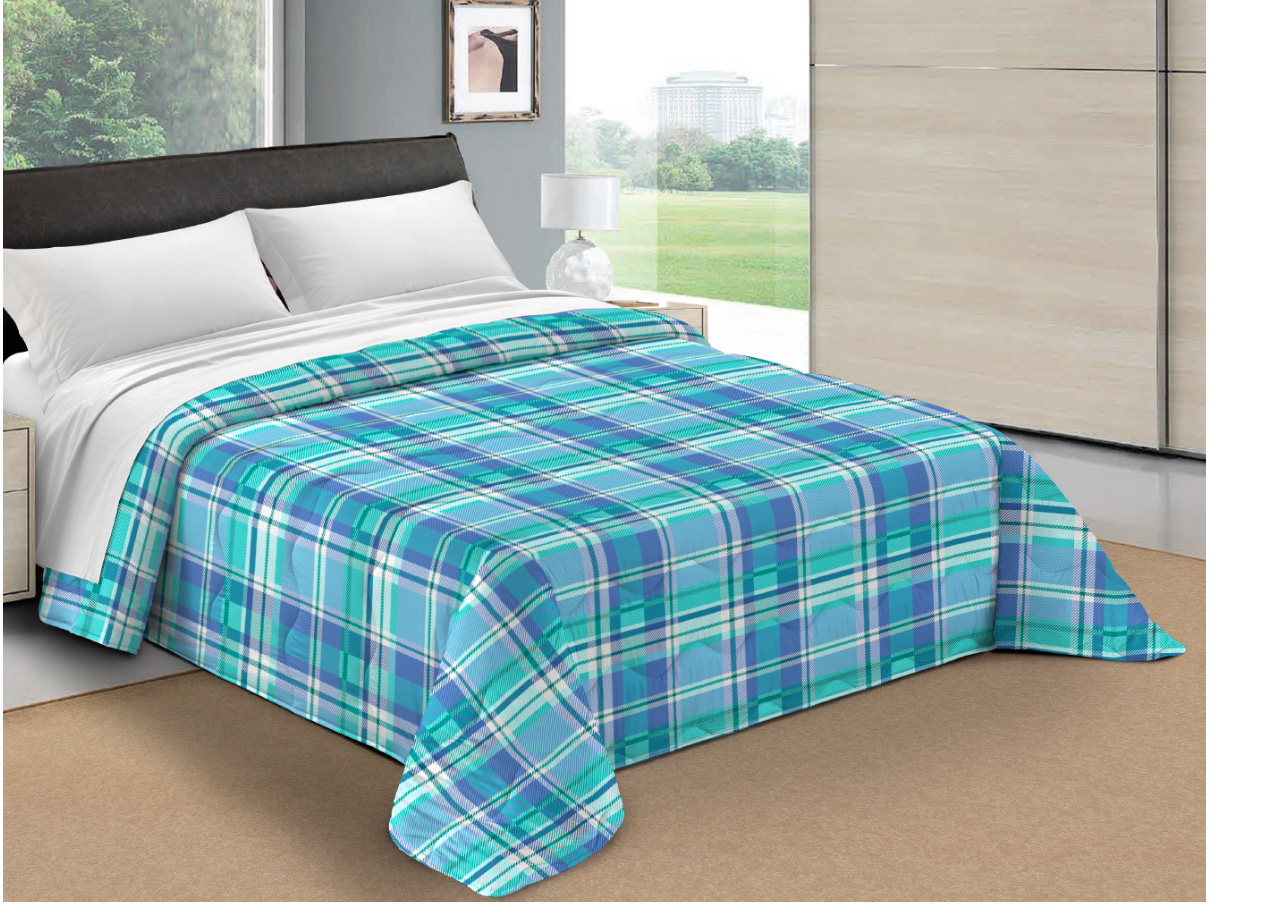 foto del prodotto biancheriaweb trapunta piumone letto invernale imbottita 300gr scaldanotti tartan, misurapiazza e mezzacoloreazzurro