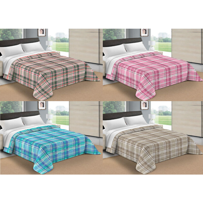 foto del prodotto biancheriaweb trapunta piumone letto invernale imbottita 300gr scaldanotti tartan, misurapiazza e mezzacolorebeige