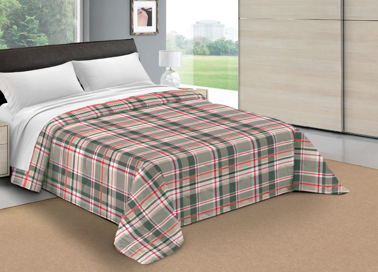 foto del prodotto biancheriaweb trapunta piumone letto invernale imbottita 300gr scaldanotti tartan, misurapiazza e mezzacoloregrigio