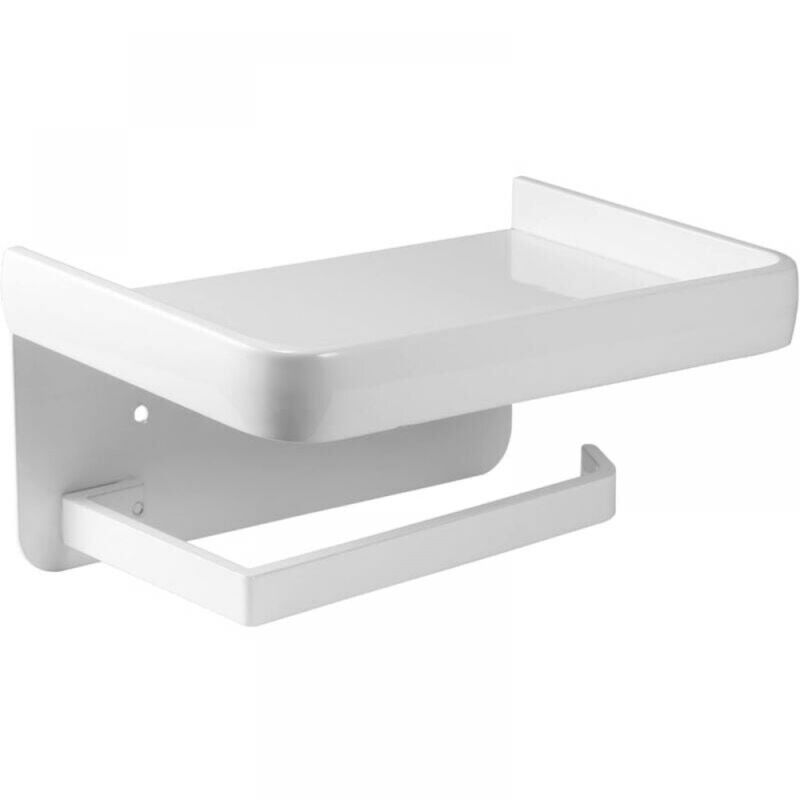 foto del prodotto bianco porta rotolo di carta igienica a parete con ripiano portaoggetti in alluminio per bagno e cucina