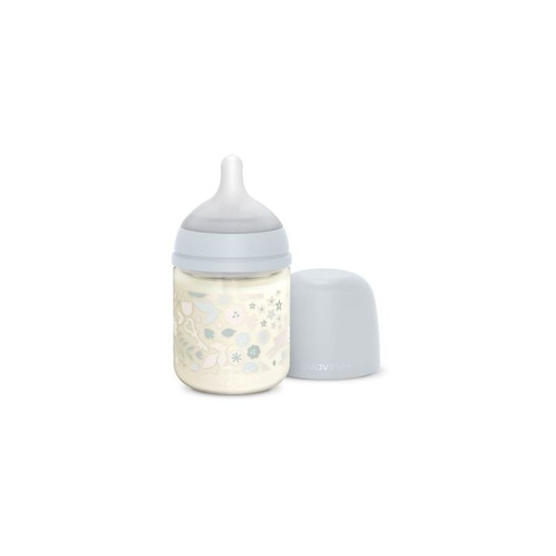 foto del prodotto biberon wonderland liberty in vetro azzurro 120 ml