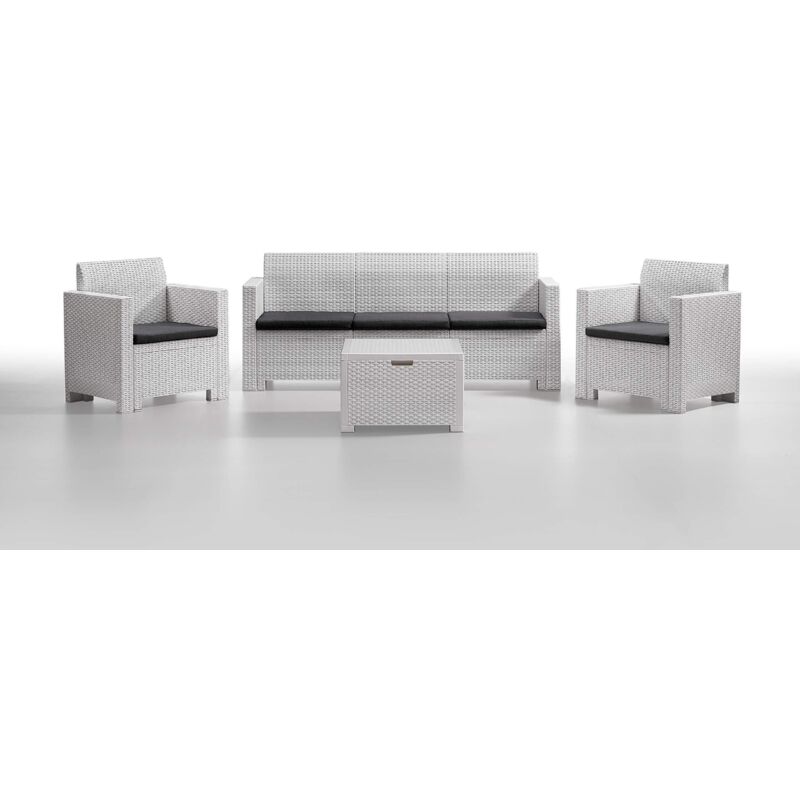 foto del prodotto bica - nebraska - salotto da esterno in wicker 3 posti con cuscini