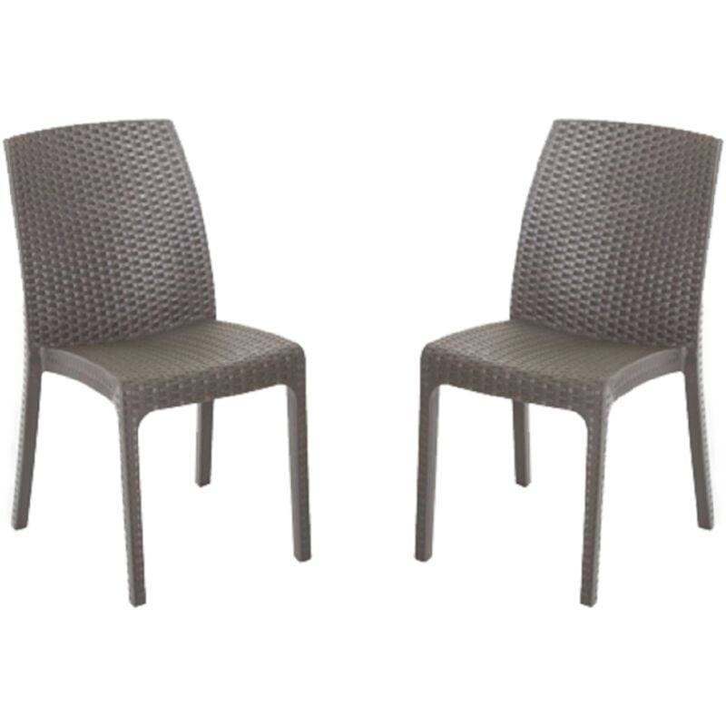 foto del prodotto bica sedia impilabile in polipropilene effetto rattan virginia caffe set 2 pezzi