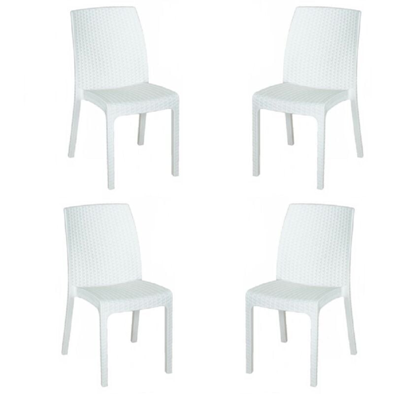 foto del prodotto bica - sedia in polipropilene rattan per esterno virginia bianco set 4 pezzi