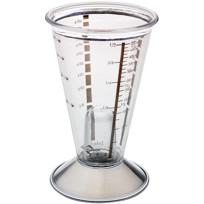 immagine 0 del prodotto bicchiere graduato easy misurino 500 ml, scala in millilitri, grammi e tazze, misurino in acciaio inox, plastica k chenprofi