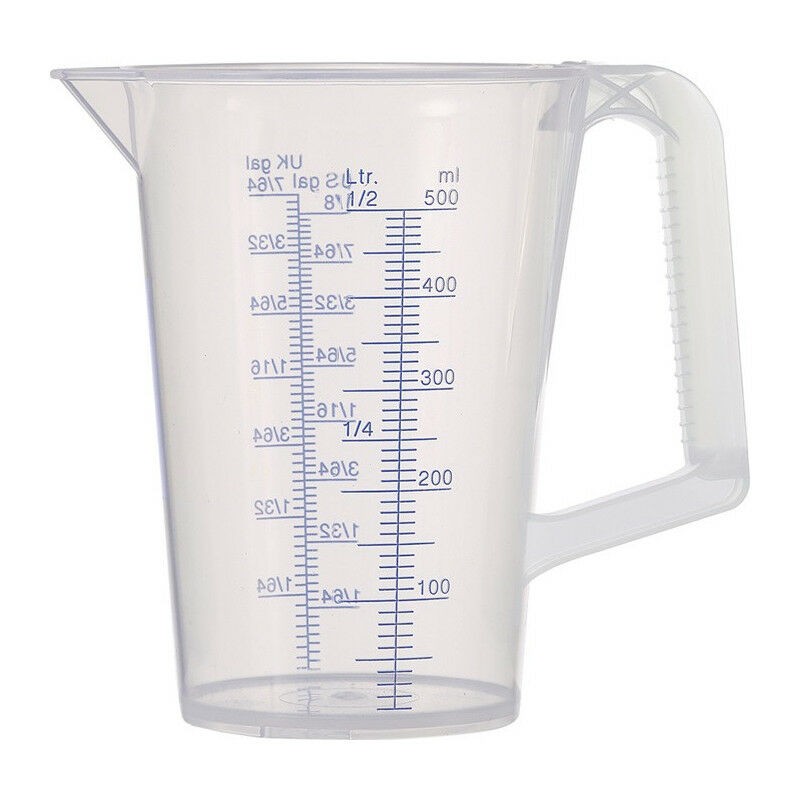 foto del prodotto bicchiere graduato scala 0,5 l stampata in polipropilene blu pressol