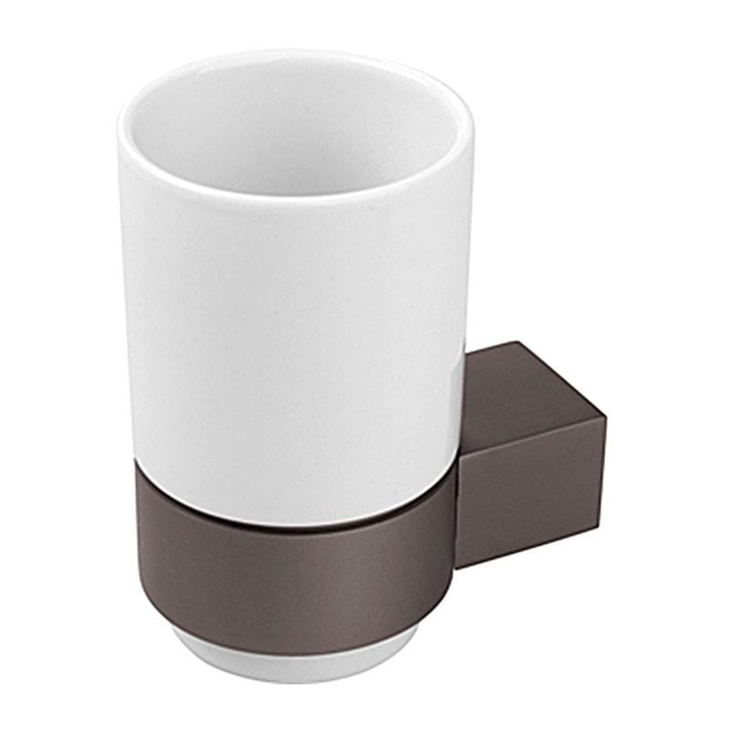foto del prodotto bicchiere porta spazzolini a muro in alluminio grigio dal design moderno