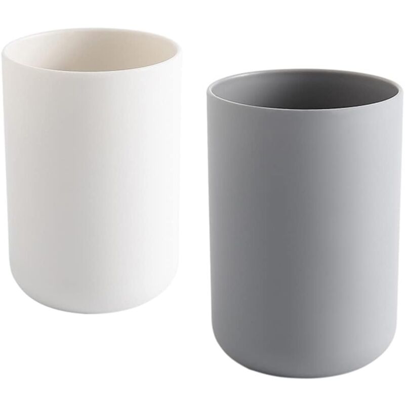 foto del prodotto bicchiere porta spazzolini, porta spazzolini per il bagno, bicchiere di plastica 300 ml bianco e grigio 