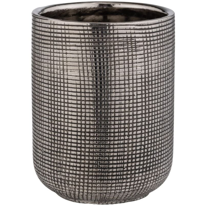 foto del prodotto bicchiere porta spazzolini rivara, porta spazzolino e dentifricio di qualit in ceramica fine, decorazione argento, ideale per bagno e wc di