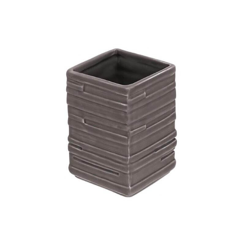 foto del prodotto bicchiere porta spazzolino da bagno in ceramica grigio mod. brik