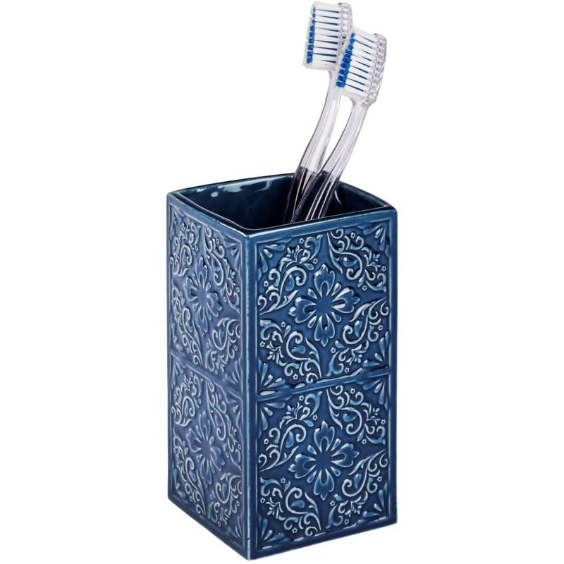 foto del prodotto bicchiere portaspazzolini cordoba blu ceramica, ceramica, 6.5 x 12 x 6.5 cm, blu wenko