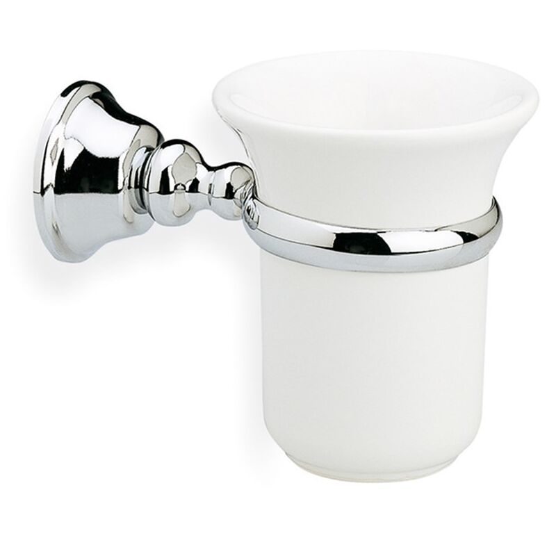 foto del prodotto bicchiere portaspazzolini da muro in ceramica smart cromo