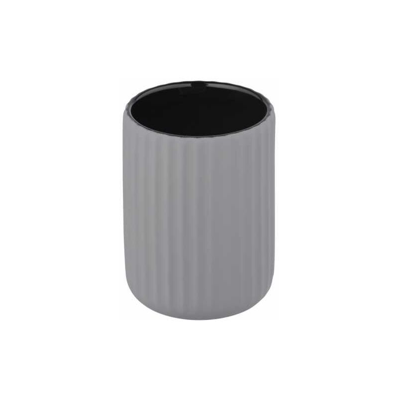 foto del prodotto bicchiere portaspazzolino belluno, bicchiere da bagno in ceramica soft touch , 8x11 cm, grigio wenko
