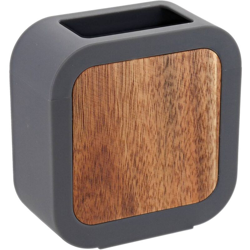 foto del prodotto bicchiere quadrato in gomma abs e acacia grigio tendance