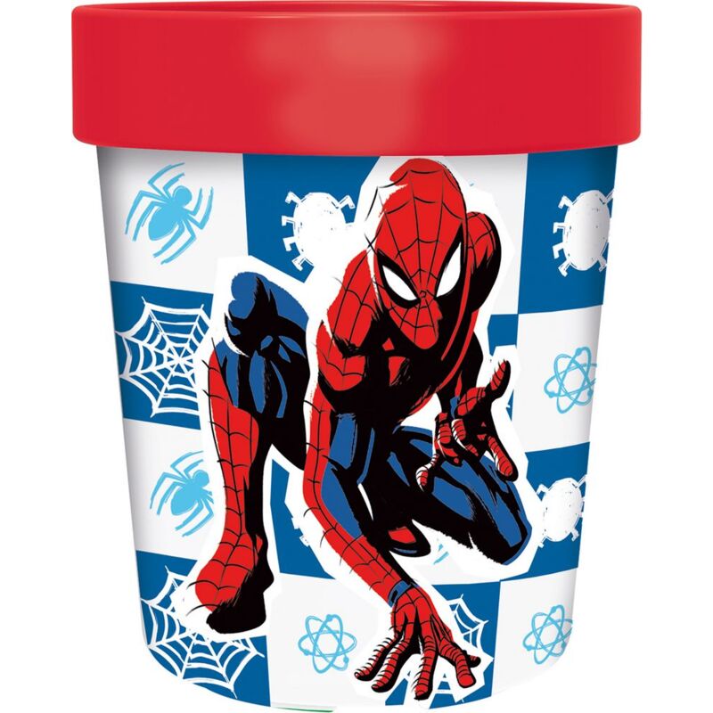 foto del prodotto bicchiere rosso per bambini in plastica spiderman uomo ragno 260 ml con base antiscivolo marvel