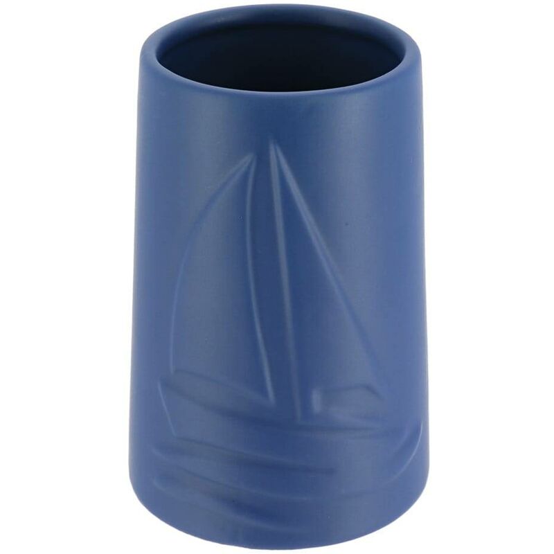 foto del prodotto bicchiere rotondo in gres con design a forma di barca blu navy tendance