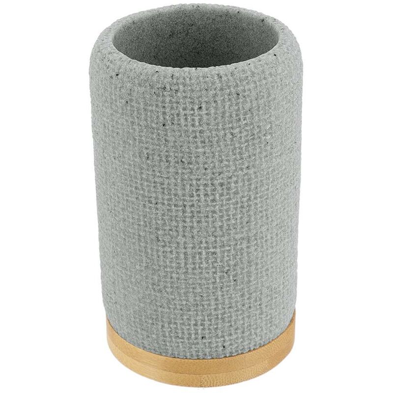 foto del prodotto bicchiere rotondo in poliresina con effetto rete e bamb grigio tendance