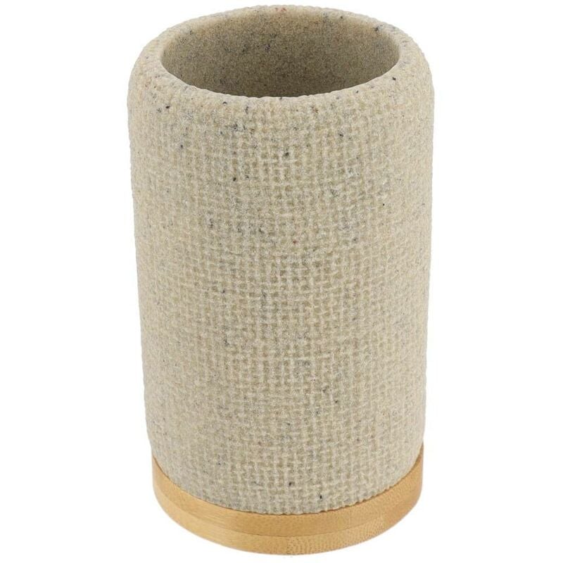 foto del prodotto bicchiere rotondo in poliresina con rete ed effetto bamb naturale tendance