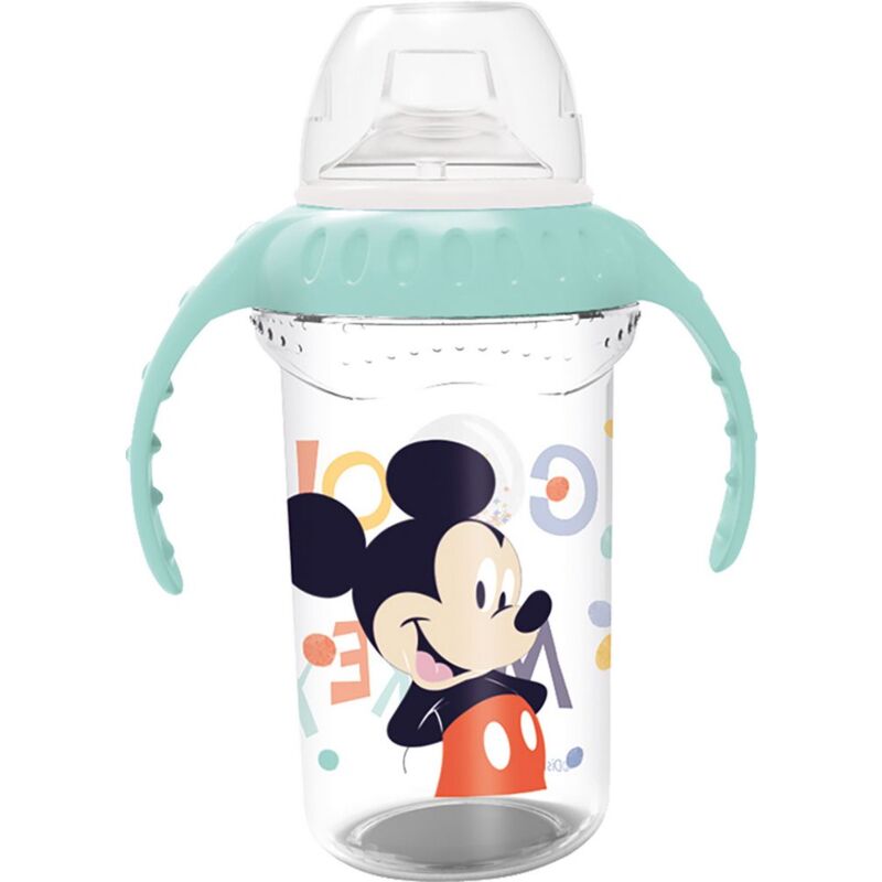 foto del prodotto bicchiere viaggio bambini isney mickey da 330 ml, senza bpa, con beccuccio ribaltabile, tappo, 2 maniglie di sostegno, riutilizzabile e lavabile