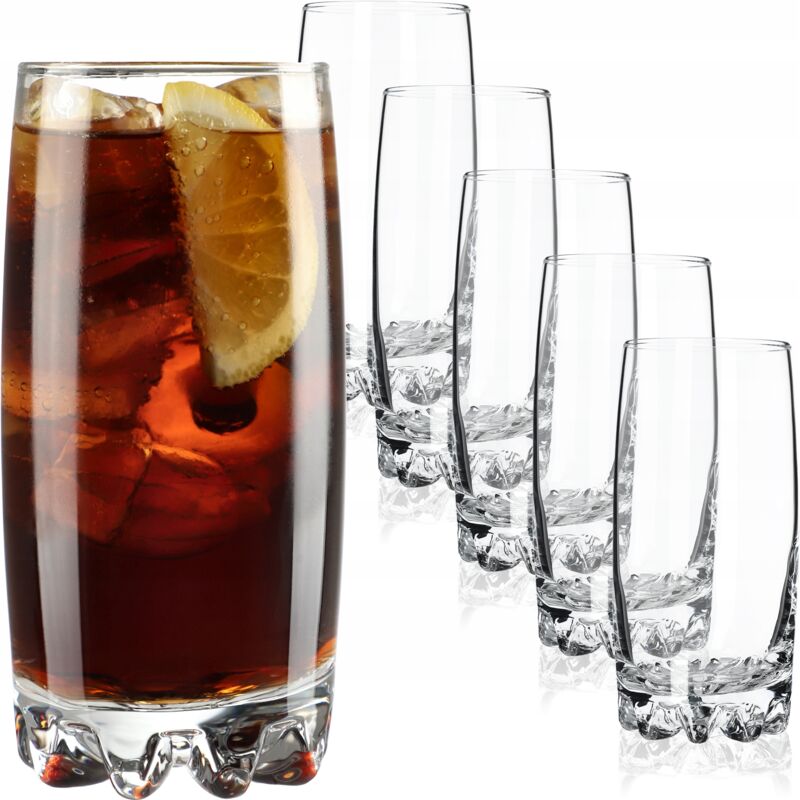foto del prodotto bicchieri da acqua, bicchieri da succo, set da 6, vetro robusto, per acqua, succhi, giardino, feste, bevande, birra, universale, cocktail, bevande