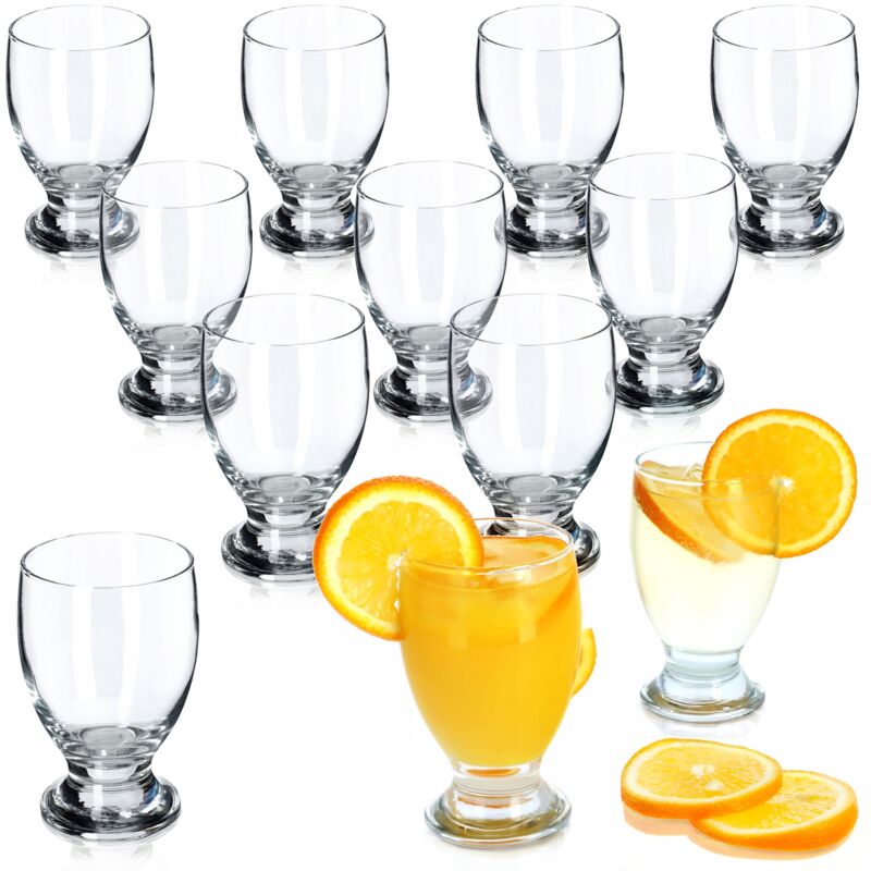 foto del prodotto bicchieri da acqua con gambo, bicchieri eleganti e raffinati per gustare limonata, succhi, t freddo e acqua infusa di frutta 250 ml, set da 12 