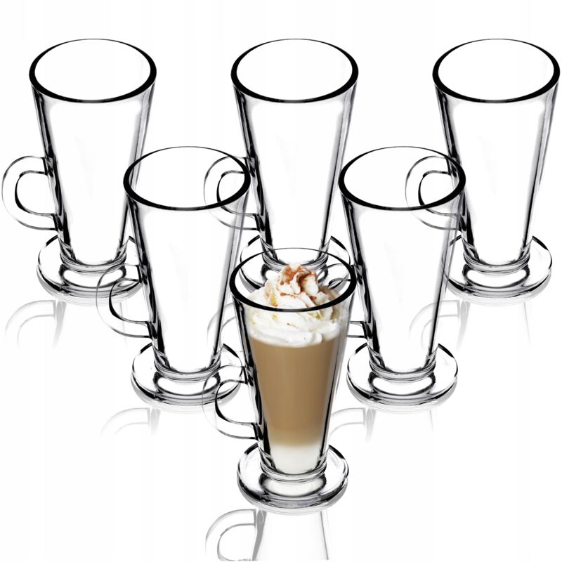 foto del prodotto bicchieri da caff kadax da 260 ml, tazze con manici in vetro trasparente per latte macchiato, cappuccino, latte, t , succhi e acqua set da 6 
