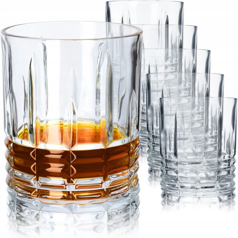 foto del prodotto bicchieri kadax set da 6, bicchieri per acqua trasparente con base rinforzata, bicchieri per succhi con pareti spesse, bicchieri scanalati, bicchiere