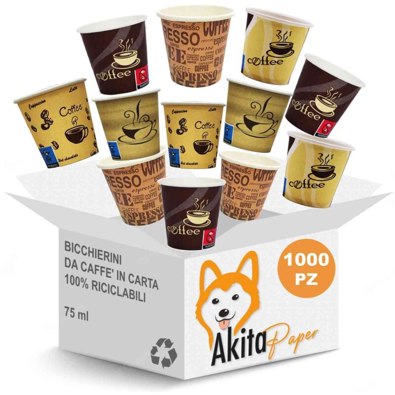 foto del prodotto bicchierini caffe carta 1000 pz da 75ml bicchieri caffe biodegradabili avana