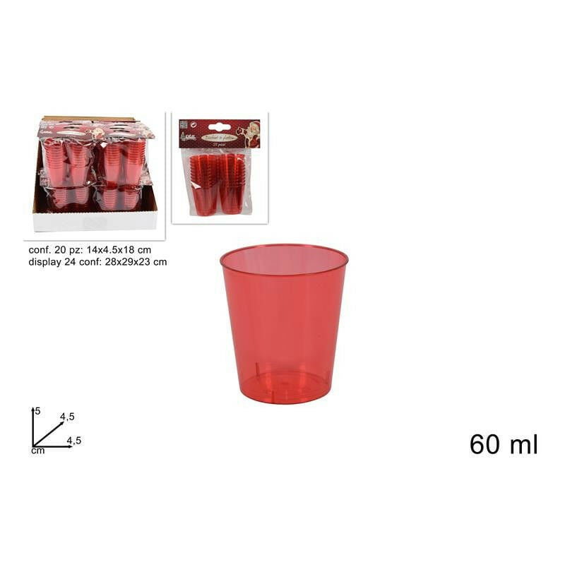 foto del prodotto bicchierini plastica 60ml confezione 20 pezzi colore rossi
