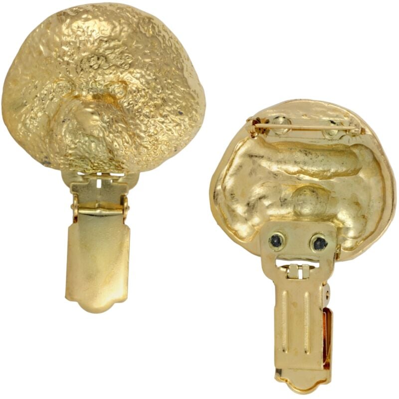 foto del prodotto bichon frise, cane di tenerife spilla con clip, porta numero di partenza placcato in oro, elegante distintivo per esposizioni canine di art dog