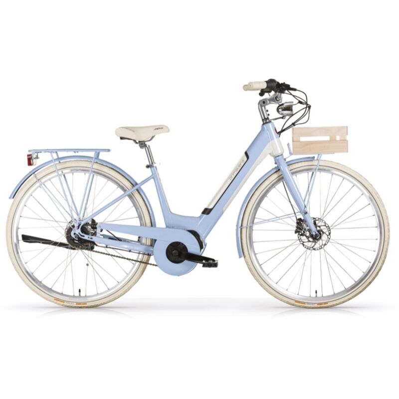 foto del prodotto bicicletta elettrica a pedalata assistita mbm e-primavera donna 28 -azzurro light blue