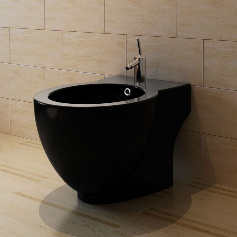 foto del prodotto bid rotondo in ceramica di alta qualit con piede nero vidaxl