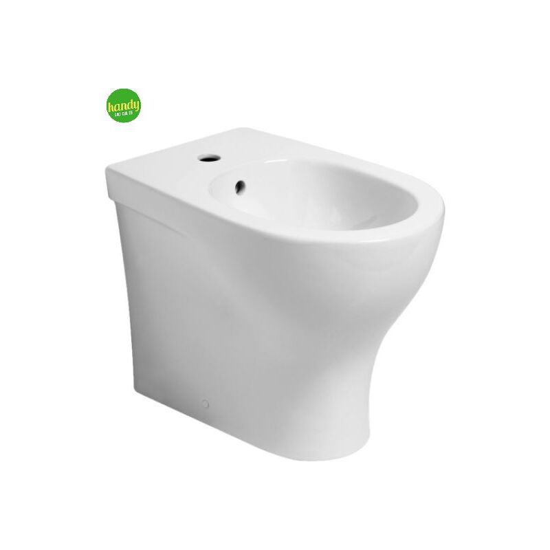 foto del prodotto bidet a terra filo parete in ceramica bianca serie pratica azzurra