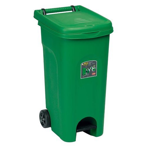 foto del prodotto bidone carellato stefanplast 25601 urban eco system con pedale verde