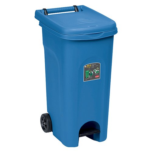 foto del prodotto bidone carellato stefanplast 25602 urban eco system con pedale blu